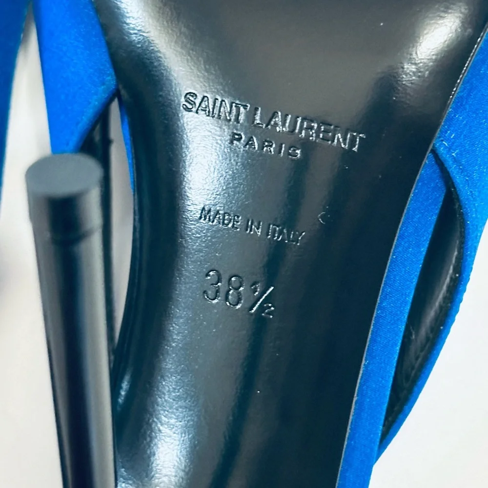 Saint Laurent YSL Satin Slingback Heels - Picture 10 of 12